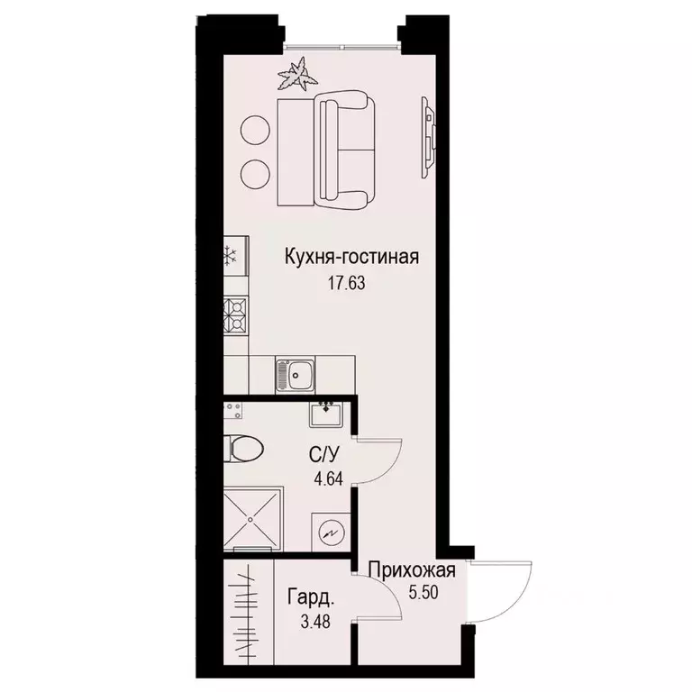 Студия Санкт-Петербург ул. Профессора Попова, 38 (31.25 м) - Фото 0