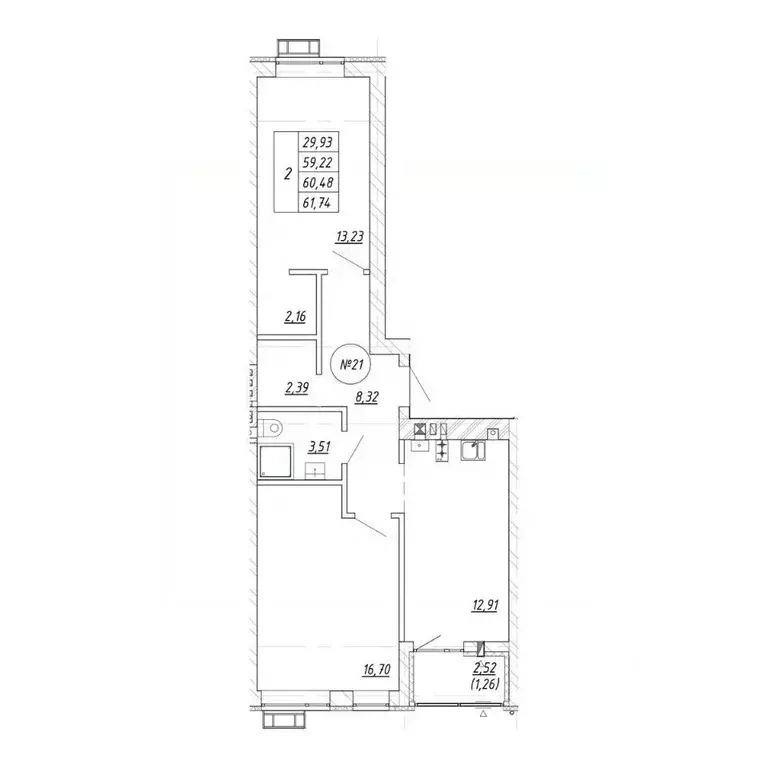 2-к кв. Калининградская область, Зеленоградск  (61.74 м) - Фото 1