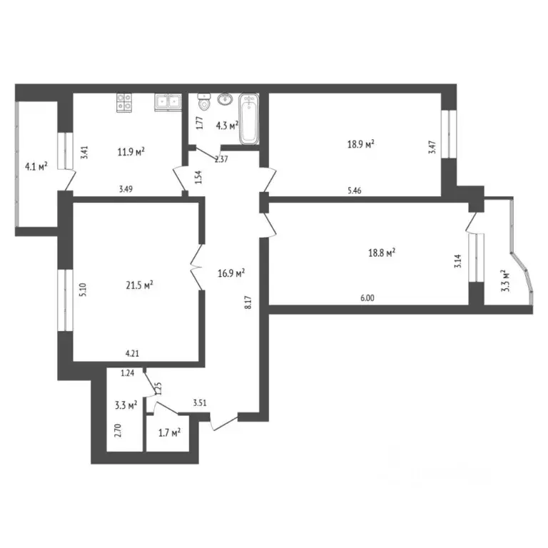 3-к кв. Тюменская область, Тюмень ул. Мельникайте, 138 (97.2 м) - Фото 2