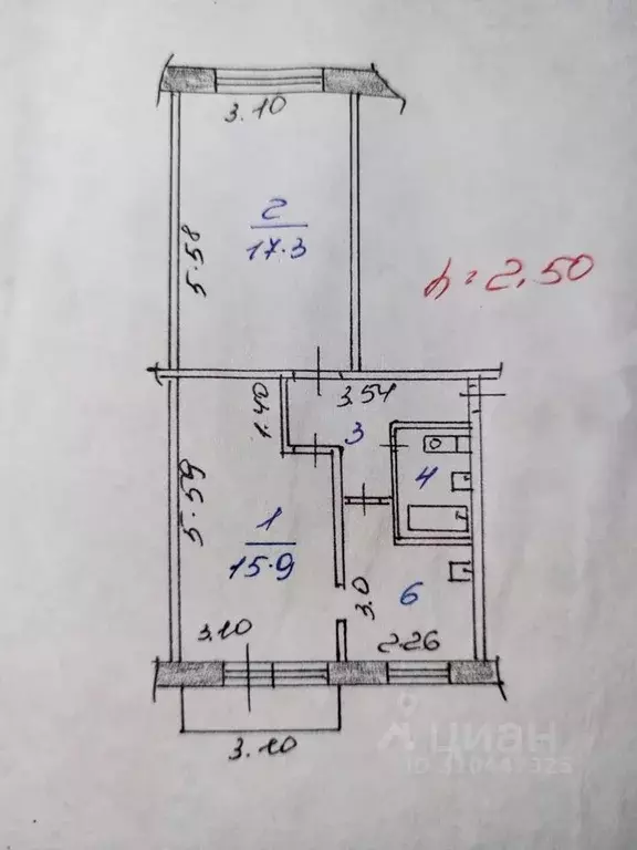 2-к кв. Кемеровская область, Новокузнецк ул. Кирова, 95 (47.0 м) - Фото 0