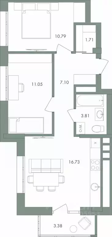 2-к кв. Ханты-Мансийский АО, Ханты-Мансийск ул. Энгельса, 18 (54.57 м) - Фото 0