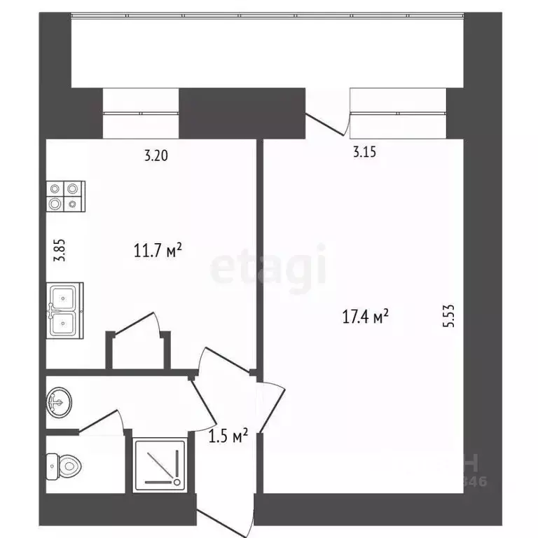 1-к кв. Хабаровский край, Солнечный рп ул. Геологов, 18А (34.5 м) - Фото 2