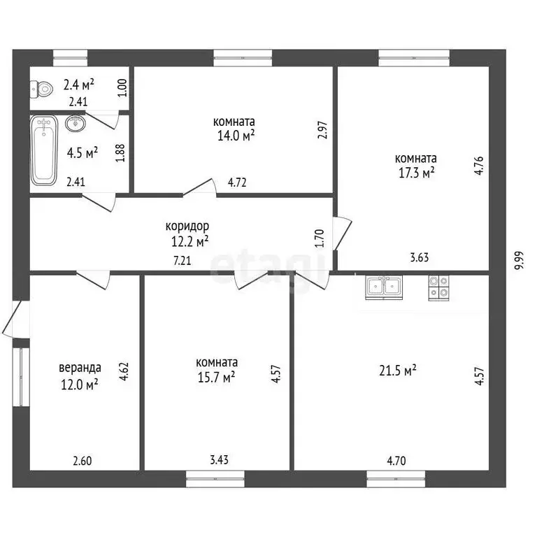 Дом в село Уват, квартал Правый Берег, улица Изобилия (105.6 м) - Фото 1