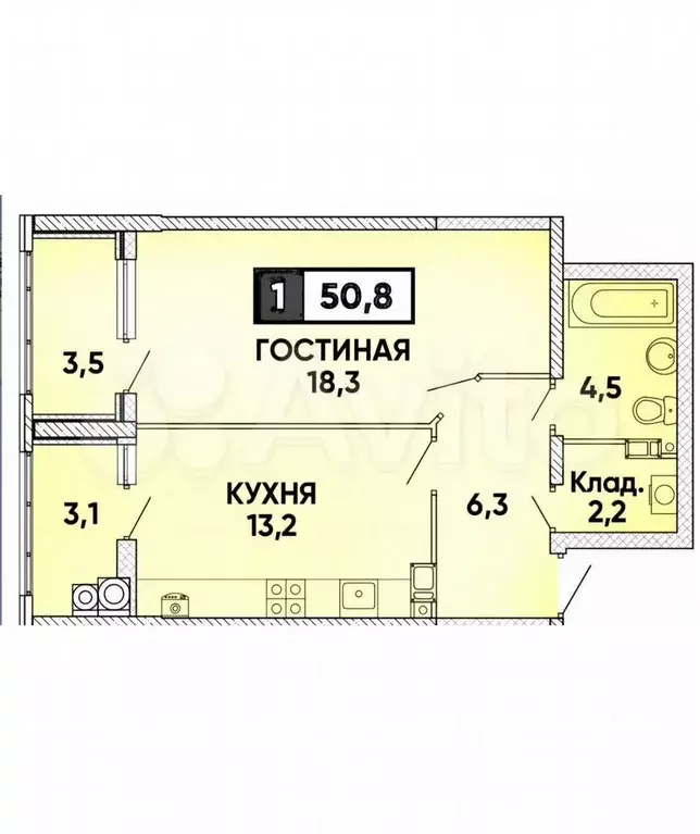 1-к. квартира, 50 м, 21/24 эт. - Фото 0