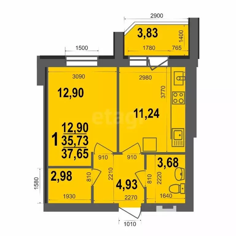 1-комнатная квартира: Ковров, улица 9 Мая, 8 (36 м) - Фото 0