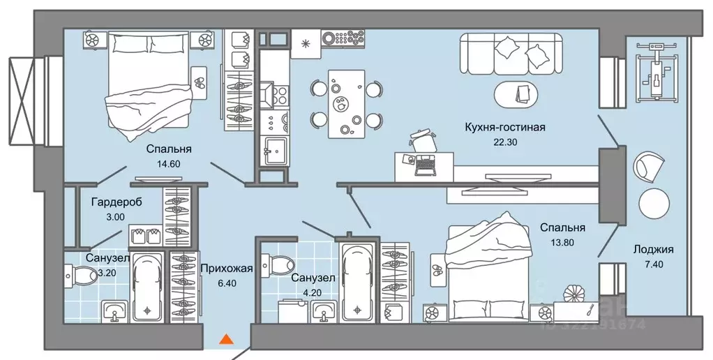 2-к кв. Пермский край, Пермь ул. Дзержинского, 31Б (69.0 м) - Фото 1