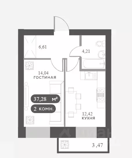 1-к кв. Красноярский край, Красноярск Академгородок мкр,  (37.28 м) - Фото 1