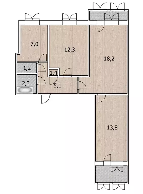 3-к кв. Башкортостан, Уфа ул. Сагита Агиша, 26 (63.0 м) - Фото 1