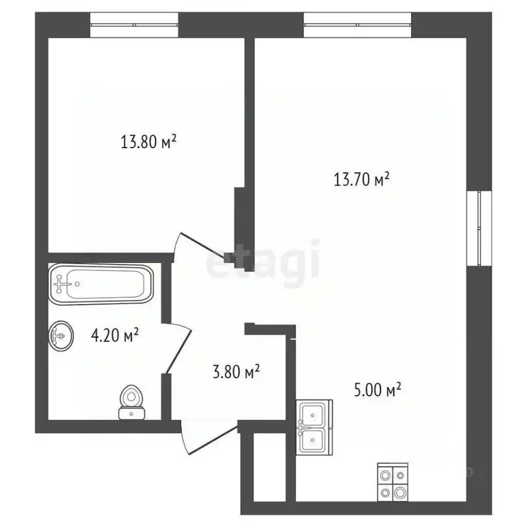 2-к кв. Тюменская область, Тюмень Новгородская ул., 20 (40.6 м) - Фото 1