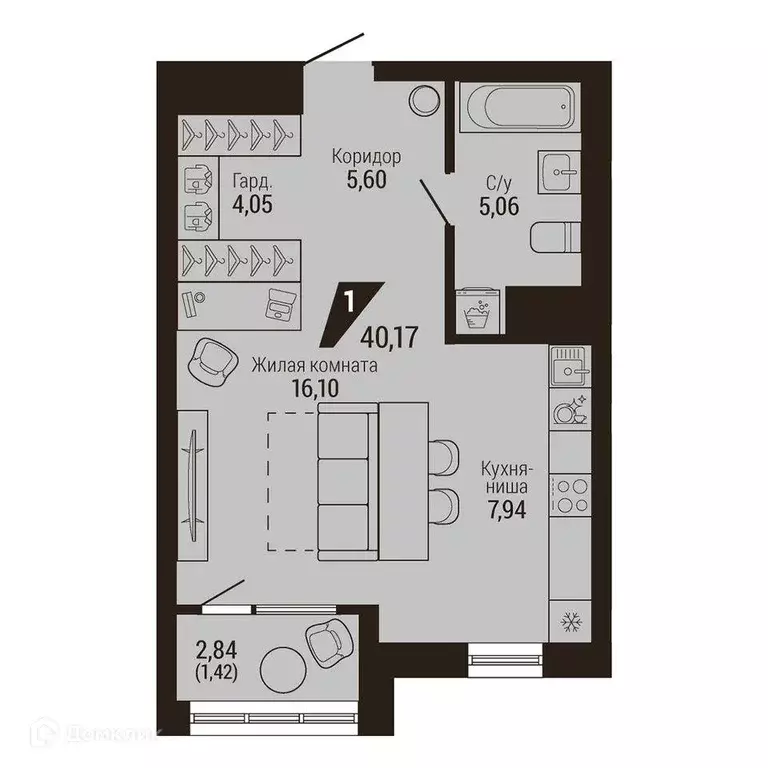 Продаётся 1-к квартира, 40.2 м - Фото 0