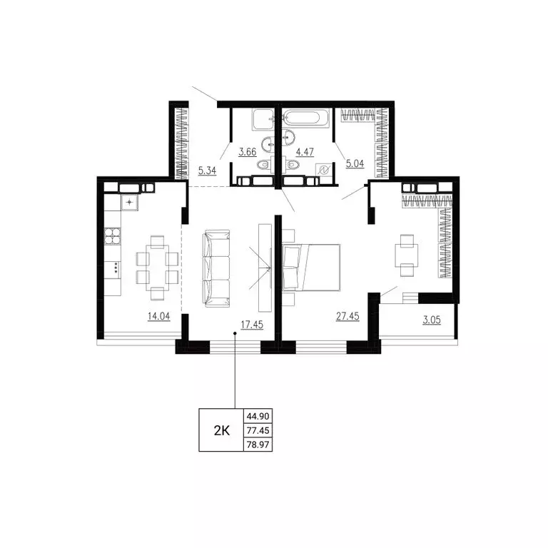 2-комнатная квартира: Орёл, ЖК Ломоносов (78.97 м) - Фото 0