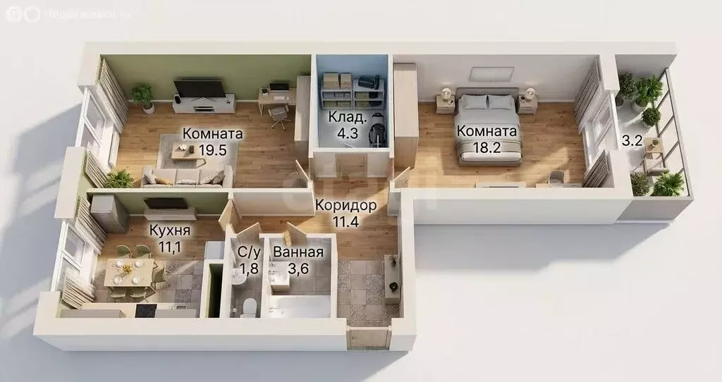 2-комнатная квартира: Лобня, Текстильная улица, 18 (70 м) - Фото 1