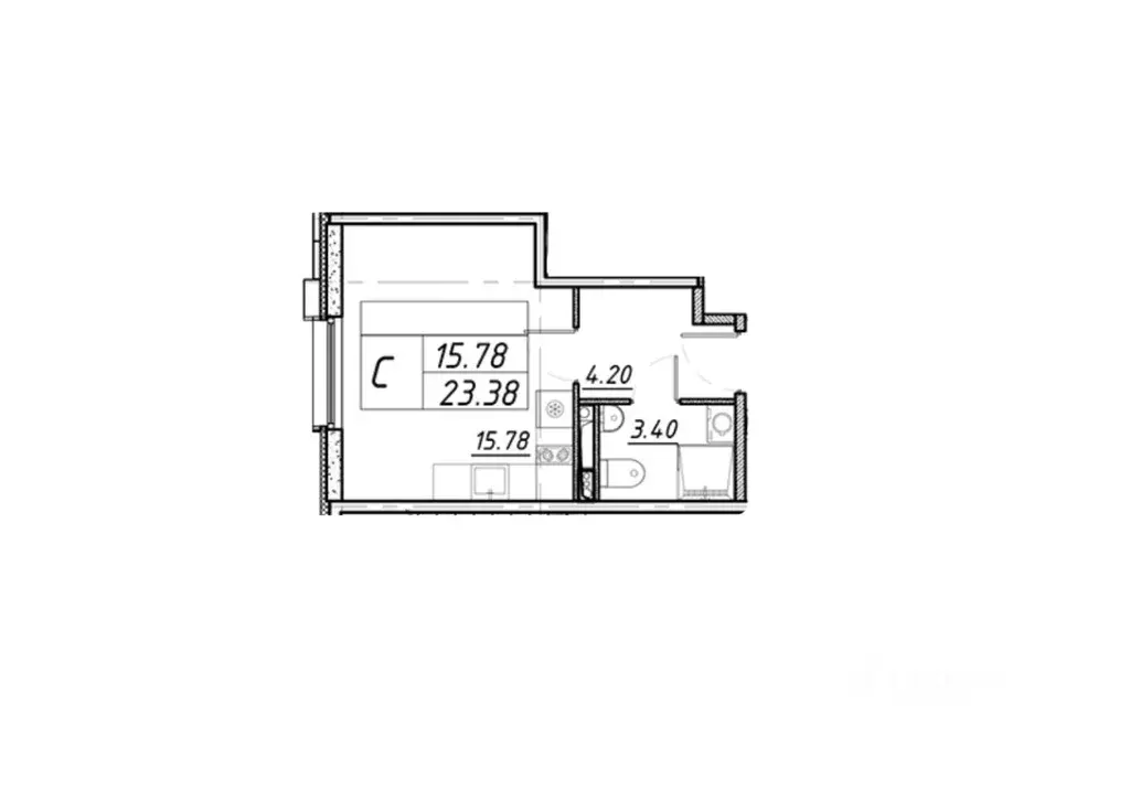 Студия Санкт-Петербург Московское ш., 13ЖЗ (23.4 м) - Фото 0