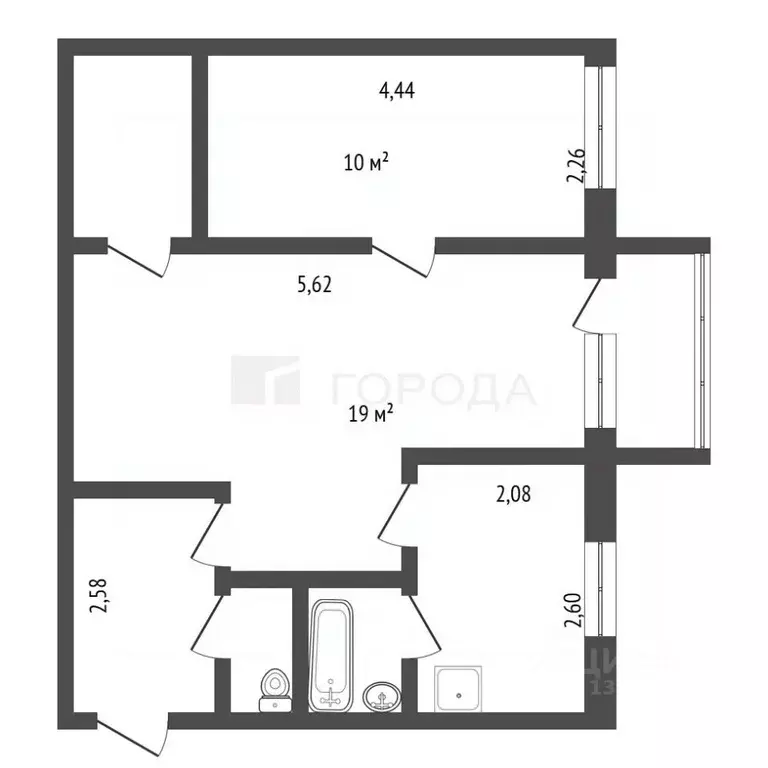 2-к кв. Кемеровская область, Новокузнецк ул. Челюскина, 25 (43.8 м) - Фото 1