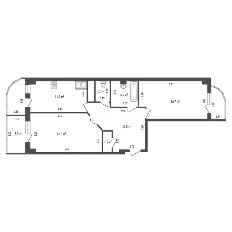 2-к кв. Севастополь ул. Пожарова, 20/2 (73.3 м) - Фото 2