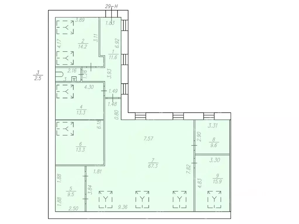 Офис в Санкт-Петербург Калужский пер., 3К (162 м) - Фото 2