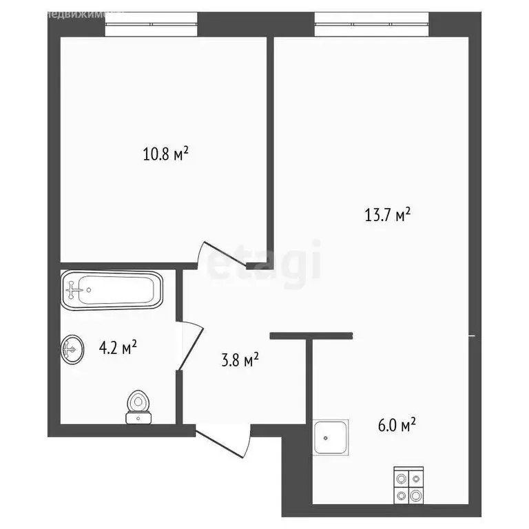 1-комнатная квартира: Тюмень, улица Республики, 204к12 (38.5 м) - Фото 1