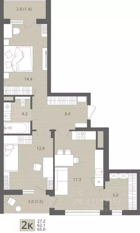 2-к кв. Калининградская область, Пионерский пос. Рыбное, Мо ре жилой ... - Фото 1