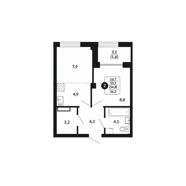 2-к кв. Кировская область, Киров Завода Маяк мкр,  (34.8 м) - Фото 0