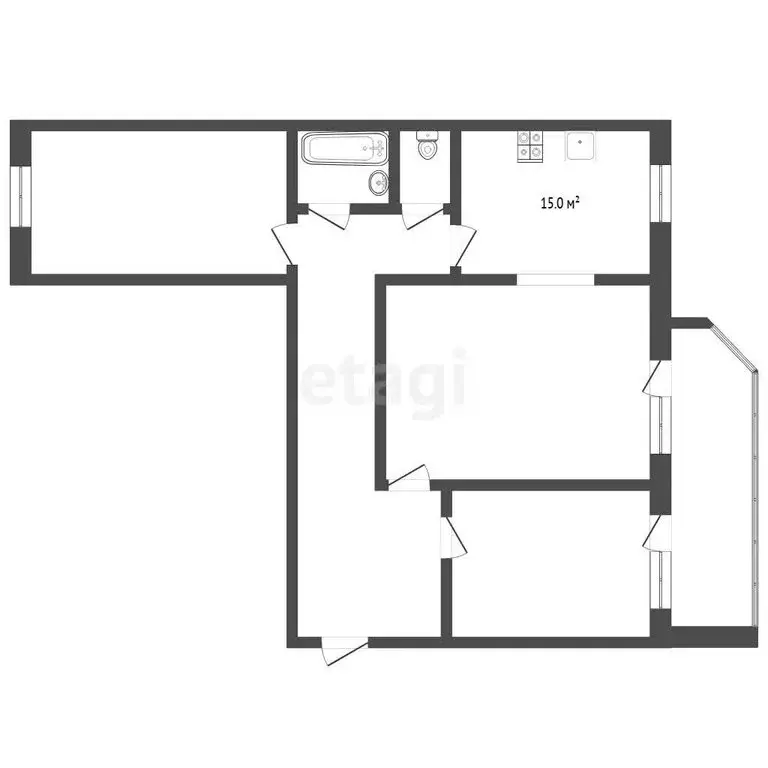 3-комнатная квартира: Тюмень, улица Пермякова, 71к1 (91 м) - Фото 1