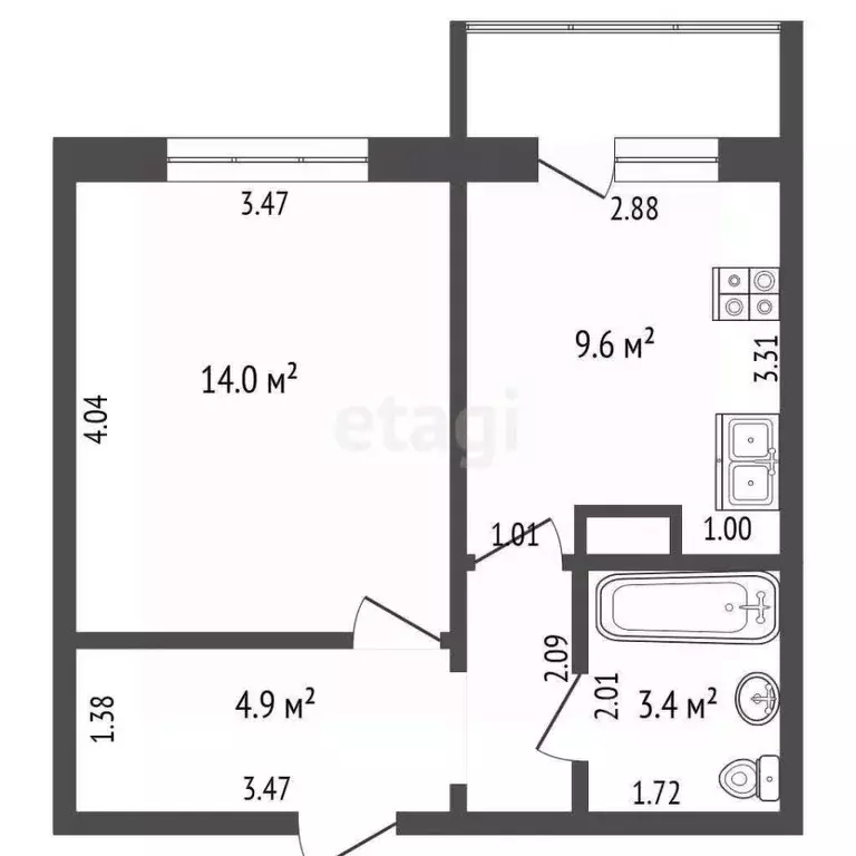 1-к кв. Мордовия, Саранск ул. Косарева, 81 (33.6 м) - Фото 2
