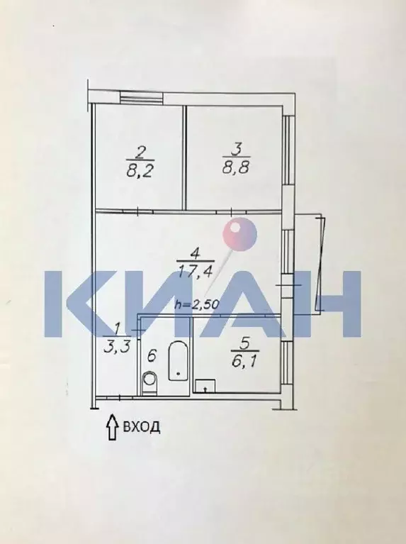 3-к кв. Красноярский край, Красноярск Ульяновский просп., 8 (47.5 м) - Фото 1