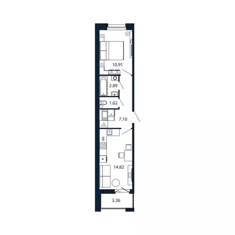 1-комнатная квартира: Новоселье, Центральная улица, 30к1 (37.1 м) - Фото 1