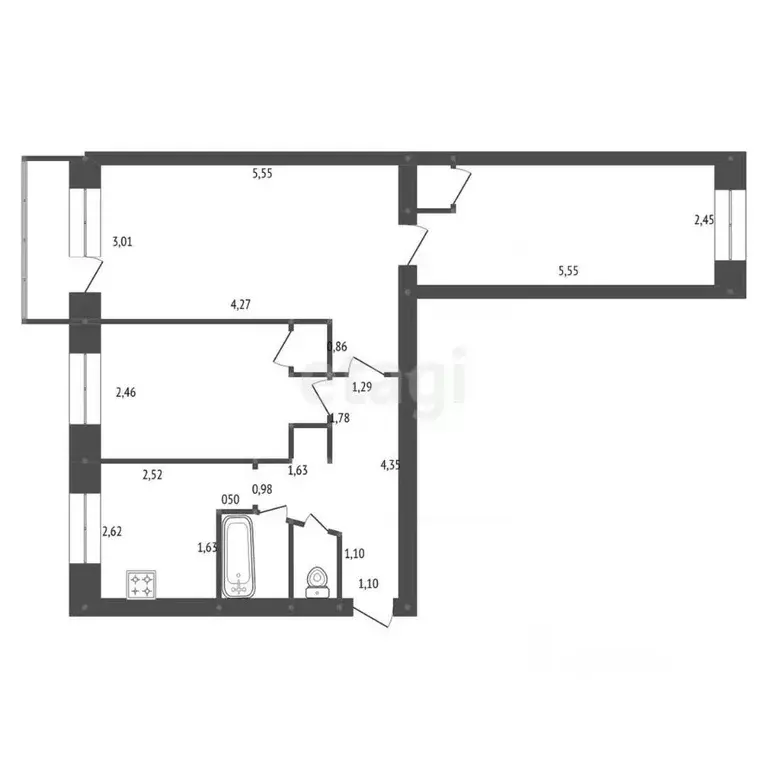 3-к кв. Амурская область, Белогорск Партизанская ул., 32 (57.1 м) - Фото 1