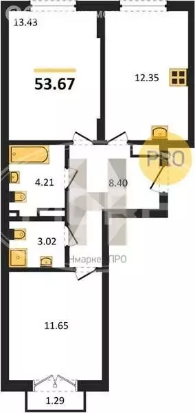 2-комнатная квартира: Калининград, улица Ломоносова, 52 (53.67 м) - Фото 1