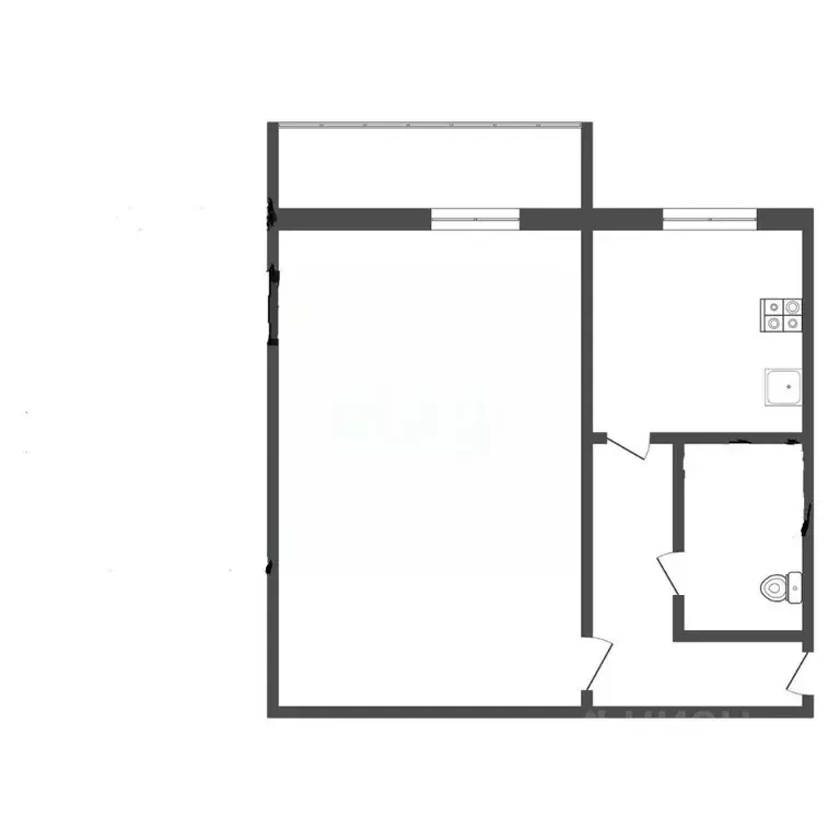 1-к кв. Тульская область, Тула ул. Калинина, 77 (31.0 м) - Фото 2