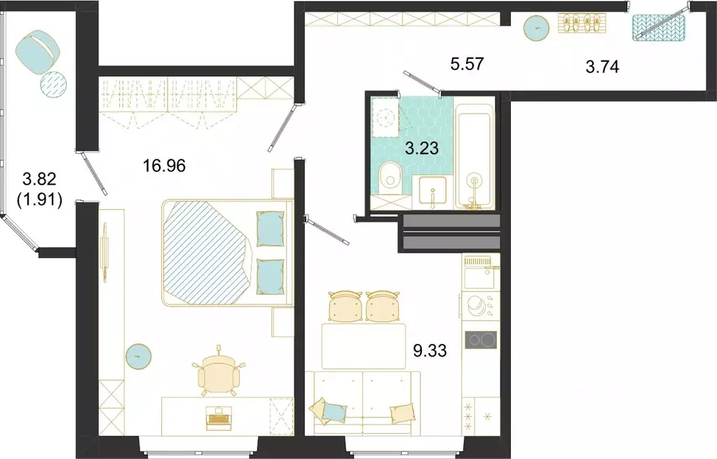 1-к кв. Московская область, Домодедово ул. Текстильщиков, 45 (40.74 м) - Фото 1
