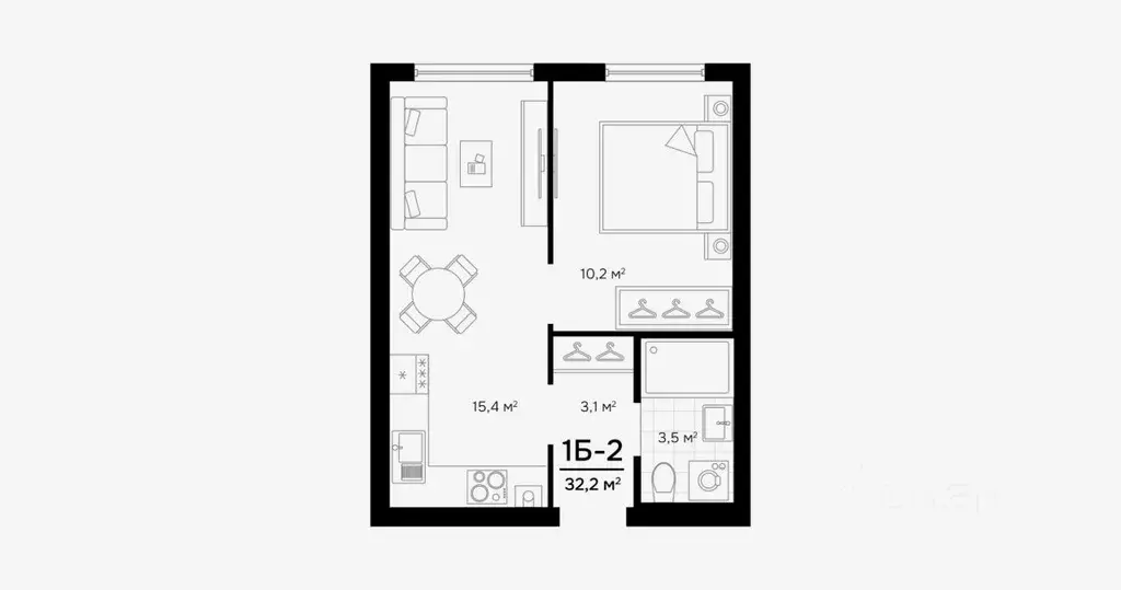1-к кв. Астраханская область, Астрахань ул. Бехтерева, 8 (32.12 м) - Фото 1