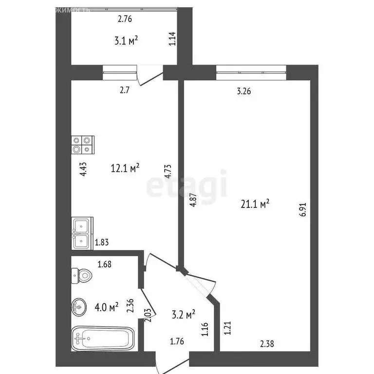 1-комнатная квартира: Альметьевск, проспект Строителей, 74 (43 м) - Фото 1