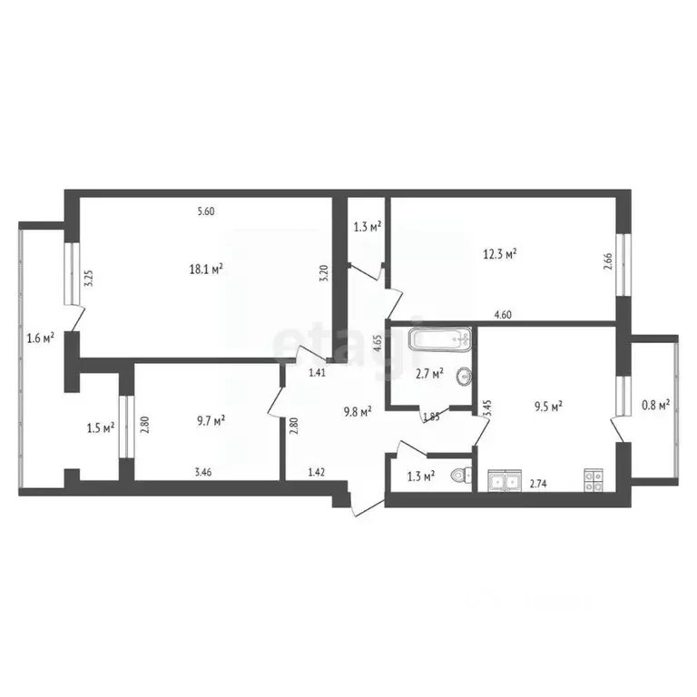 3-к кв. Крым, Феодосия ул. Челнокова, 98 (64.7 м) - Фото 2