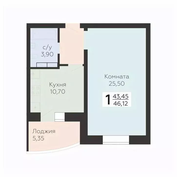 1-к кв. Орловская область, Орел ул. Панчука, 83Б (46.12 м) - Фото 0