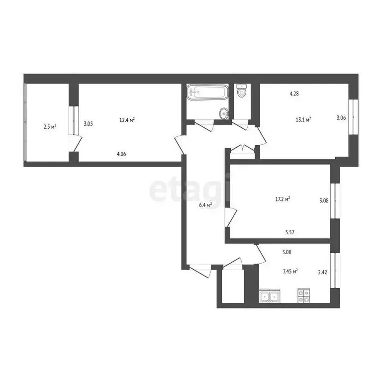 3-комнатная квартира: Псков, проспект Энтузиастов, 3 (65.3 м) - Фото 0