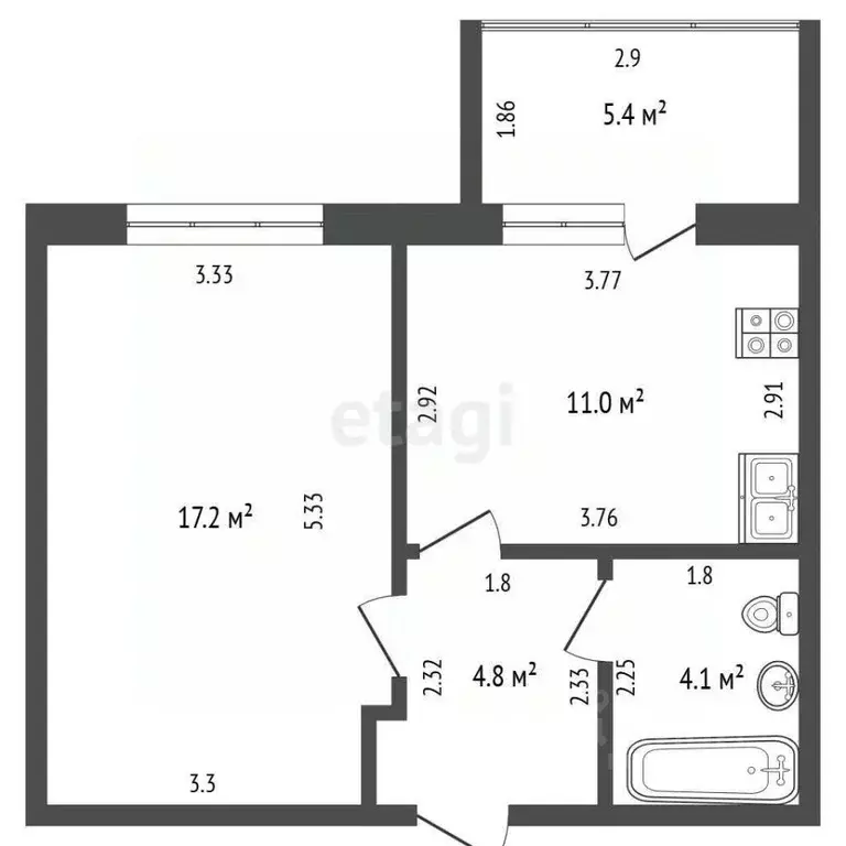 1-к кв. Башкортостан, Стерлитамак ул. Артема, 76 (37.1 м) - Фото 2