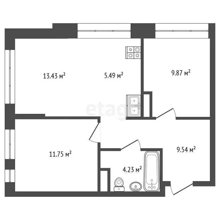 2-комнатная квартира: Тюмень, улица Тимофея Чаркова, 87 (54.3 м) - Фото 1