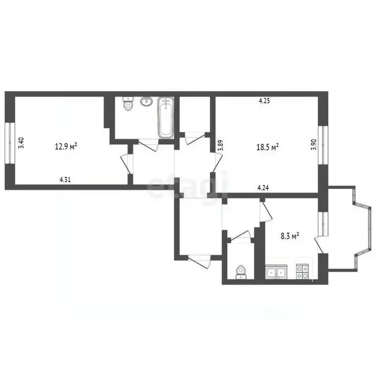 2-к кв. Москва ул. Татьяны Макаровой, 10 (56.1 м) - Фото 1