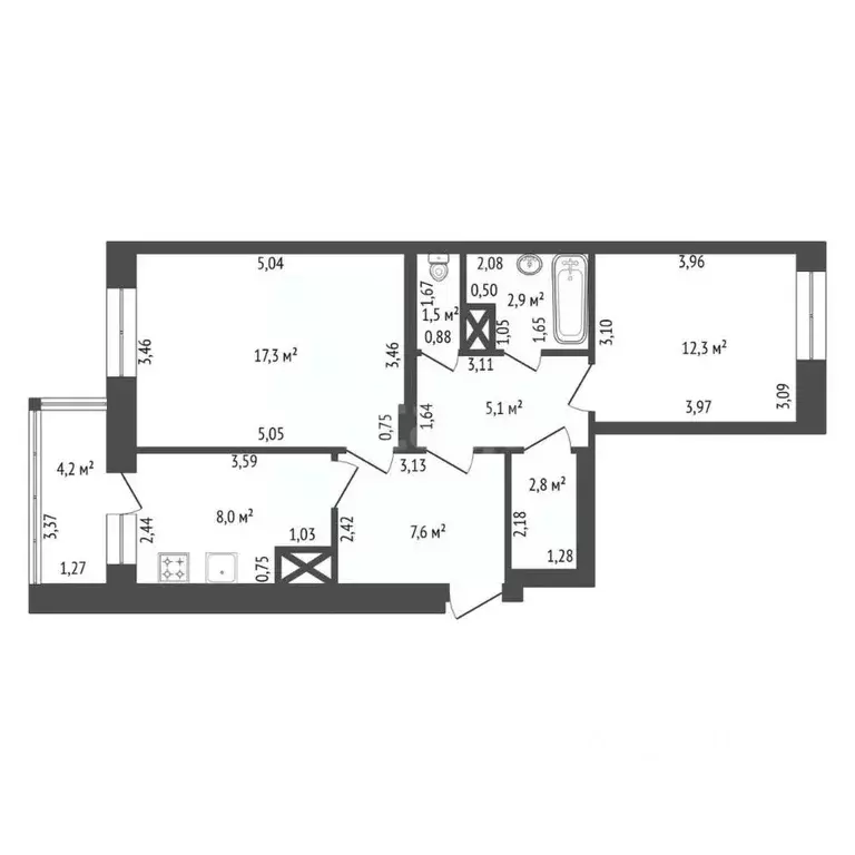 2-к кв. Башкортостан, Уфа Бакалинская ул., 25 (57.5 м) - Фото 2