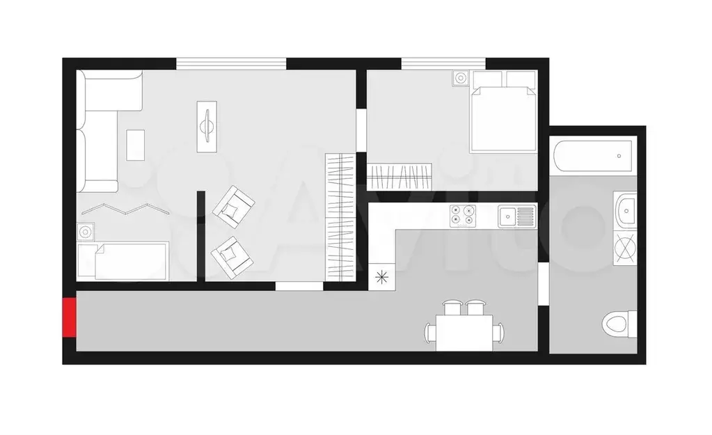 2-к. квартира, 55 м, 2/2 эт. - Фото 0