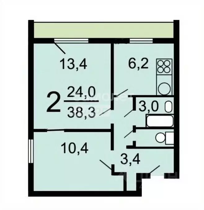 2-к кв. Москва Широкая ул., 3К1 (38.3 м) - Фото 2