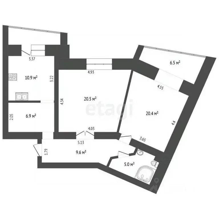 2-к кв. Калужская область, Калуга ул. Гурьянова, 67к2 (80.0 м) - Фото 1
