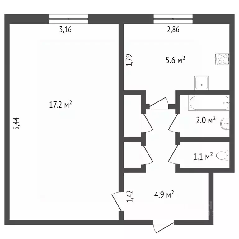 Комната Ямало-Ненецкий АО, Новый Уренгой Юбилейная ул., 2 (17.3 м) - Фото 2