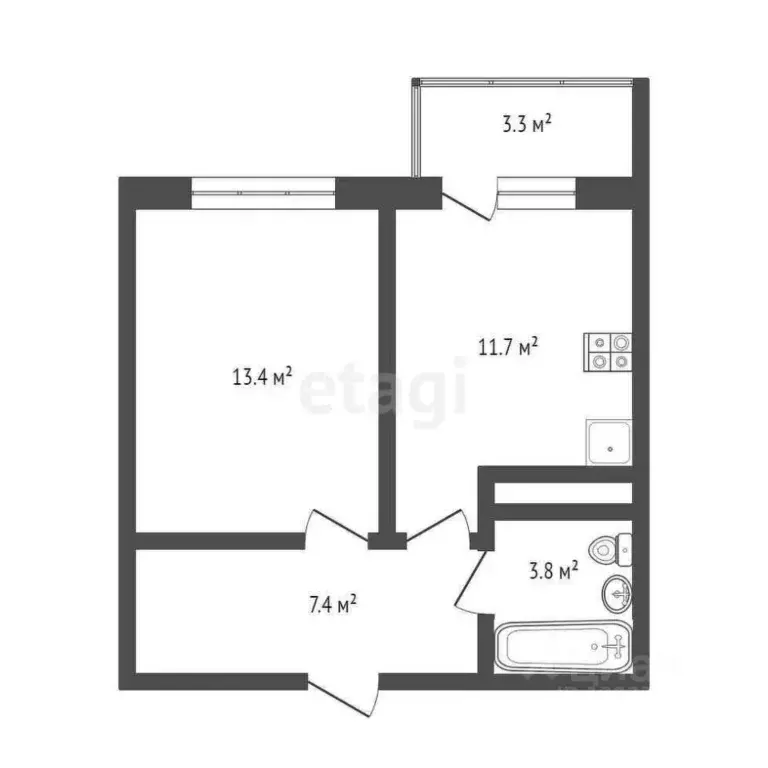 1-к кв. Тюменская область, Тюмень ул. Тальниковая, 1 (35.9 м) - Фото 2