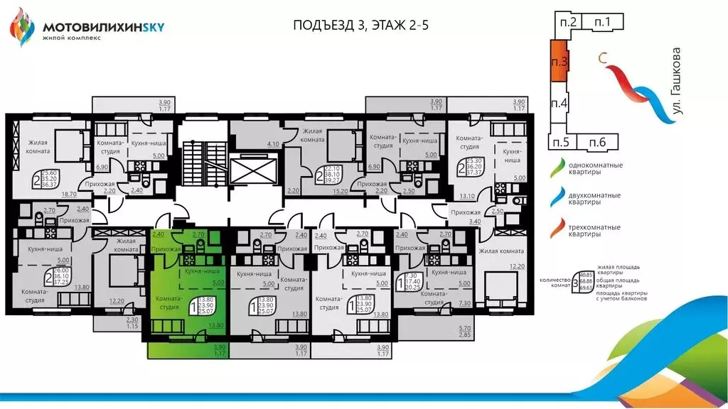 1-комнатная квартира: Пермь, улица Гашкова, 58 (23.7 м) - Фото 1