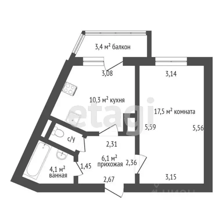 1-к кв. Санкт-Петербург Петергофское ш., 17к1 (39.4 м) - Фото 1