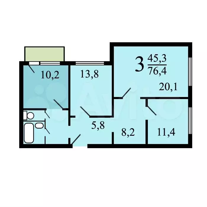 Аукцион: 3-к. квартира, 76,5 м, 13/22 эт. - Фото 0