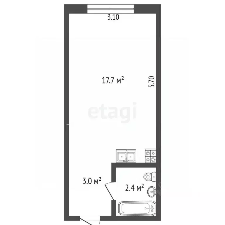 Студия Кемеровская область, Кемерово просп. Ленина, 142А (23.1 м) - Фото 1
