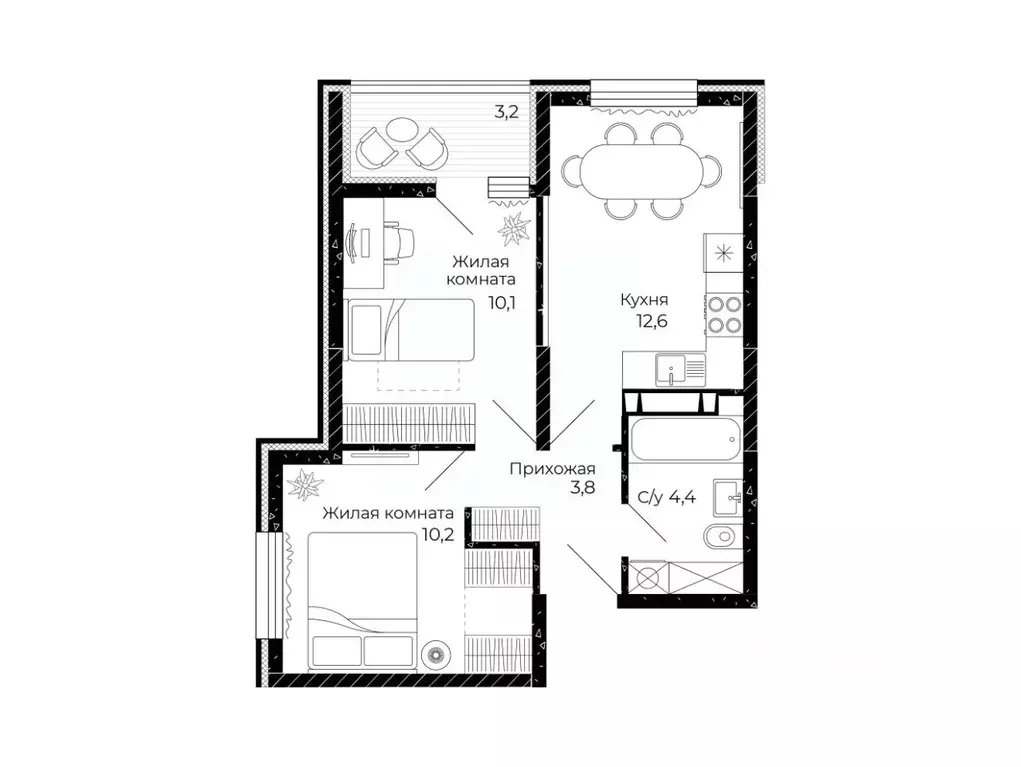 2-к кв. Ростовская область, Аксай  (42.7 м) - Фото 2